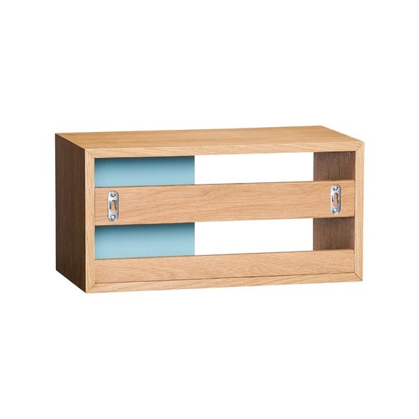 Natūralios spalvos/pilkai mėlynos spalvos sieninė lentyna iš ąžuolo 40 cm Slide – Hübsch-image-3