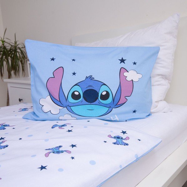Mėlynos spalvos iš medvilnės vaikiška patalynė vaikiškai lovai 100x135 cm Lilo & Stitch "Clouds" – Jerry Fabrics-image-4