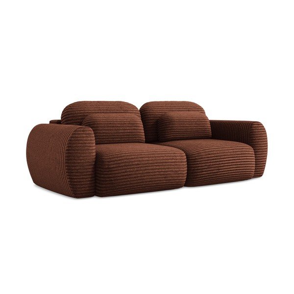 Terakotos spalvos iš kordinio velveto sulankstoma/su sandėliavimo vieta sofa 266 cm Kini – Makamii-image-3