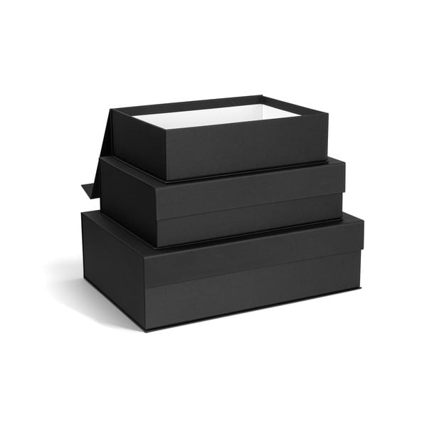 Tamsiai pilkos spalvos iš kartono daiktadėžės su dangčiu 3 vnt. 42,5x29,5x13 cm Kian Paper Laminate – Bigso