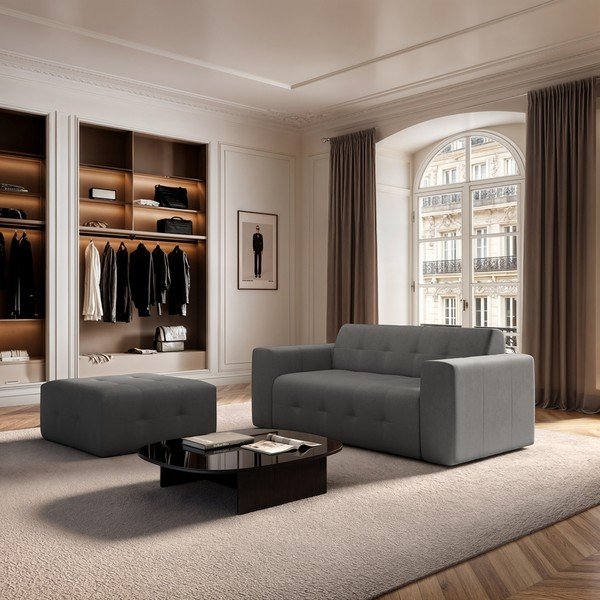 Pilkos spalvos iš velveto sofa 199 cm Tuil – Rodier-image-1