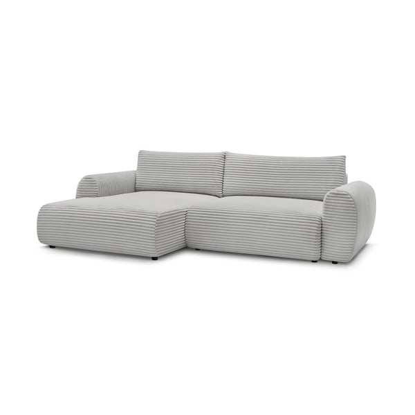 Iš kordinio velveto sulankstoma kampinė sofa šviesiai pilkos spalvos (su kairiuoju kampu) Lucien – Bobochic Paris-image-3