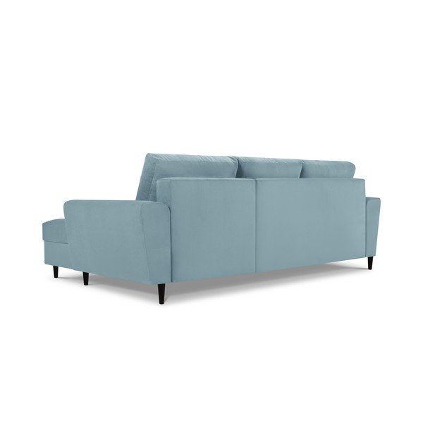 Šviesiai mėlyna aksominė kampinė sofa Micadoni Home Moghan, kampas dešinėje-image-4