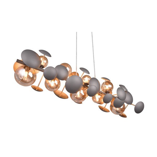 Kabantis šviestuvas pilkos spalvos/auksinės spalvos su stiklo gaubtu Bubble – Trio Select-image-3