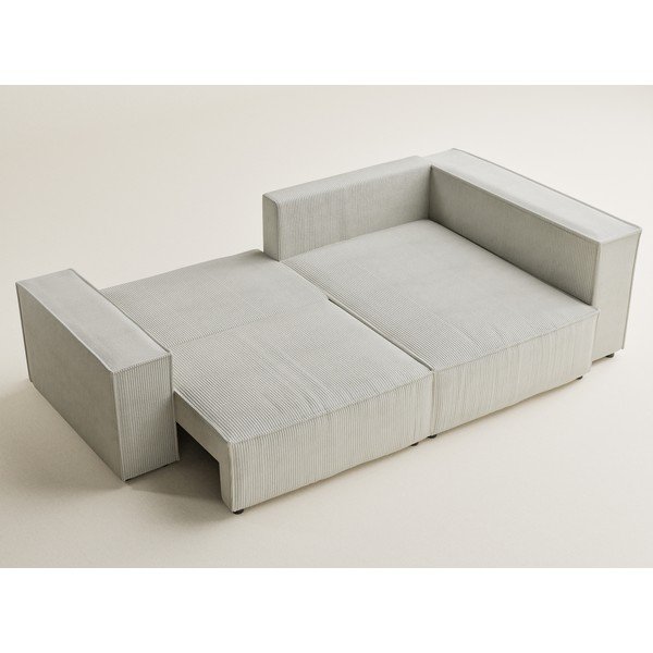 Kreminės spalvos sulankstoma/su sandėliavimo vieta kampinė sofa iš kordinio velveto (su dešiniuoju kampu/„L“ formos) Tonga – Maison de Rêve-image-3