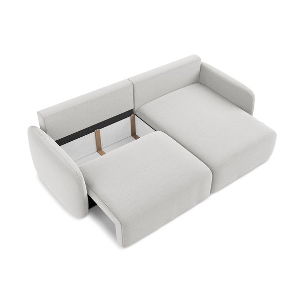 Šviesiai pilkos spalvos sulankstoma/su sandėliavimo vieta kampinė sofa iš velveto (su dešiniuoju kampu/su gultu) Kalena – Makamii-image-4