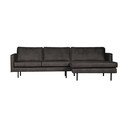Pilkos spalvos iš dirbtinės odos kampinė sofa (su dešiniuoju kampu/su gultu) Rodeo – WOOOD