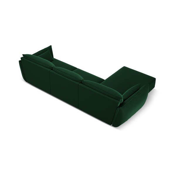 Tamsiai žalios spalvos iš velveto kampinė sofa (su kairiuoju kampu/su gultu) Vanda – Mazzini Sofas-image-3