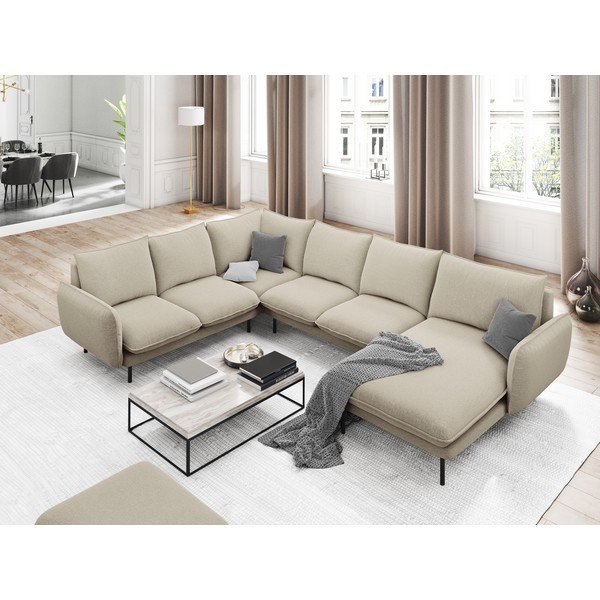 Smėlio spalvos U formos sofa Cosmopolitan Design Vienna, kampas kairėje-image-1