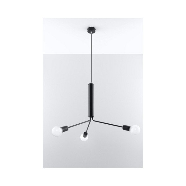 Juodos spalvos kabantis šviestuvas ø 74 cm su metaliniu gaubtu Donato – Sollux-image-3