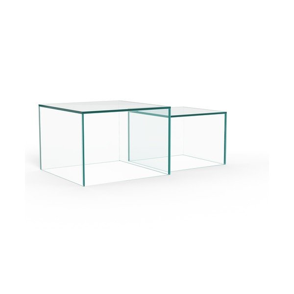 Iš stiklo kavos staliukai 2 vnt. 50x50 cm Dice – Actona-image-4