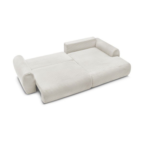 Iš kordinio velveto sulankstoma kampinė sofa kreminės spalvos (su dešiniuoju kampu) Lucien – Bobochic Paris-image-4