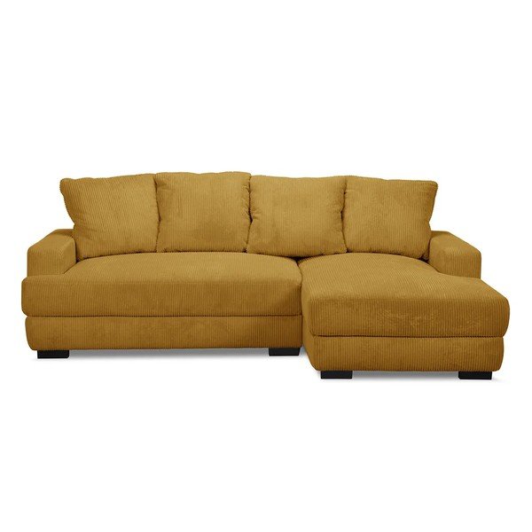 Geltonos spalvos sulankstoma/su sandėliavimo vieta kampinė sofa iš kordinio velveto (su dešiniuoju kampu/su gultu) Campi – Bobochic Paris