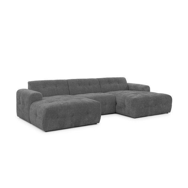 Tamsiai pilkos spalvos kampinė sofa („U“ formos/su gultu) Melva – Ropez