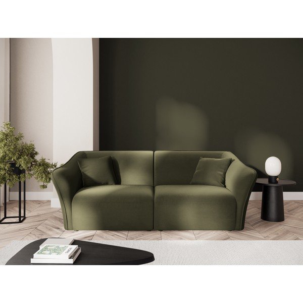 Iš velveto sofa žalios spalvos 206 cm Tokyo – Cosmopolitan Design-image-1