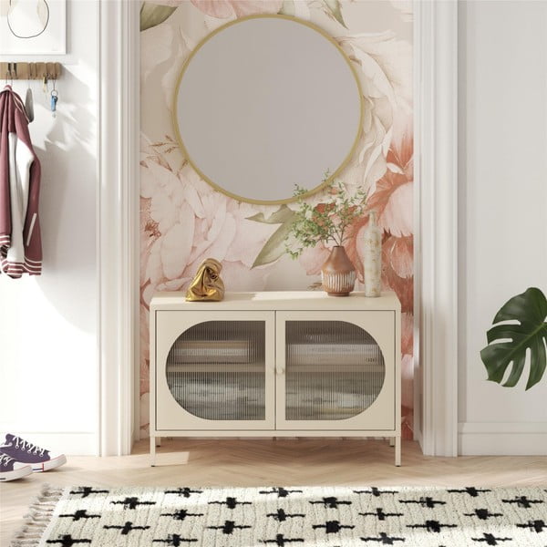 Iš metalo vitrina kreminės spalvos 100x64x40 cm Luna – Støraa-image-1