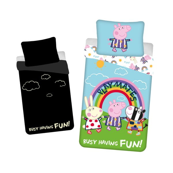 Iš medvilnės viengulė vaikiška patalynė su žėrinčiu efektu 140x200 cm Peppa Pig – Jerry Fabrics