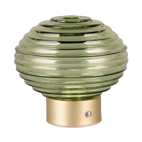 Stalinis šviestuvas žalios spalvos/auksinės spalvos LED su pritemdymo funkcija (aukštis 14,5 cm) su stiklo gaubtu Earl – Reality