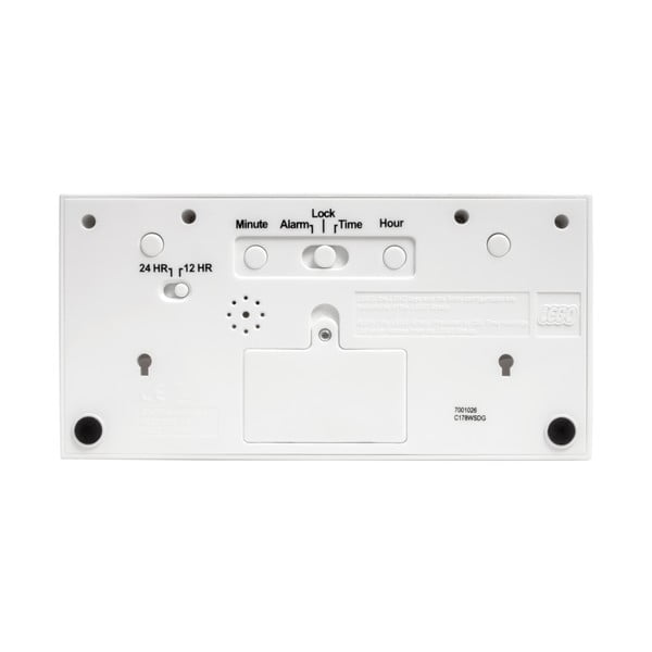 Baltos spalvos skaitmeninis laikrodis su žadintuvu LEGO® Brick-image-1