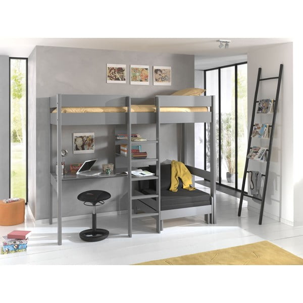 Pilka pakeliama vaikiška lova 90x200 cm Pino - Vipack-image-2