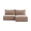 Šviesiai rudos spalvos sulankstoma/su sandėliavimo vieta kampinė sofa (su dešiniuoju kampu) Kalena – Makamii