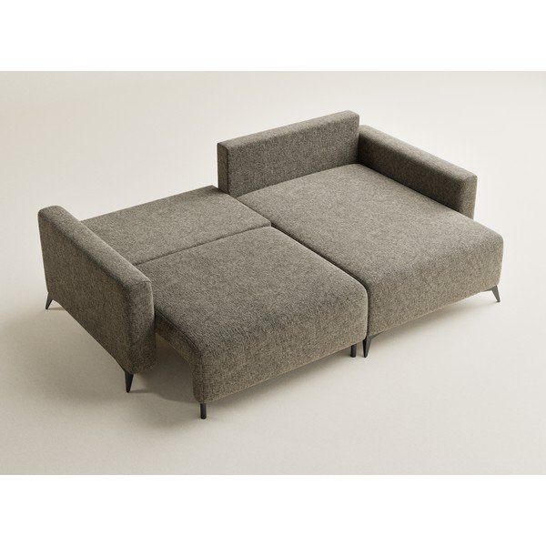 Rudos spalvos sulankstoma/su sandėliavimo vieta kampinė sofa iš šenilinio audinio (su dešiniuoju kampu/su gultu) Leon – Maison de Rêve-image-3