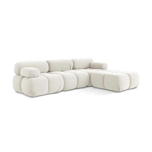 Baltos spalvos iš velveto modulinė kampinė sofa Lokua – Makamii-image-3