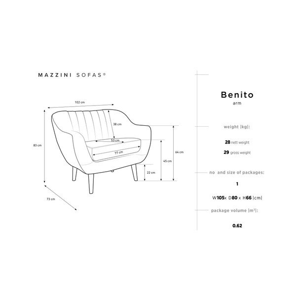 Mėlynas fotelis Mazzini Sofos Benito Floral-image-2
