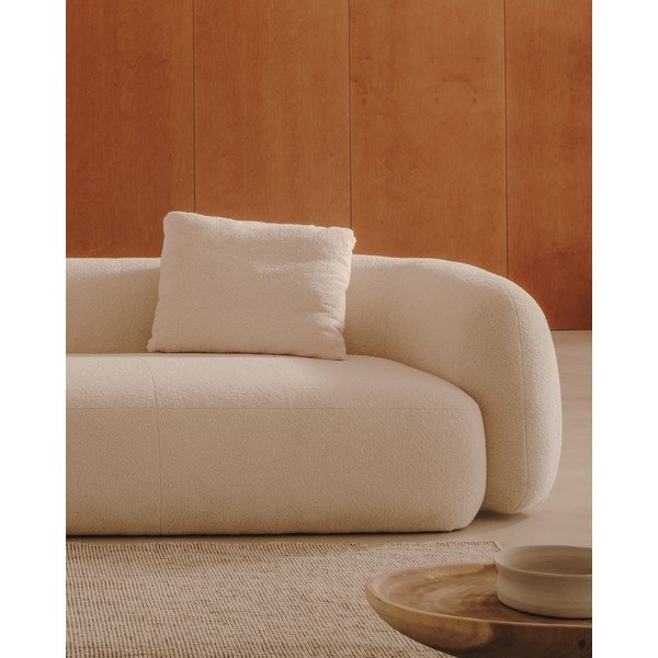 Kreminės spalvos iš šenilinio audinio kampinė sofa (su kairiuoju kampu/su gultu) Martina – Kave Home-image-3