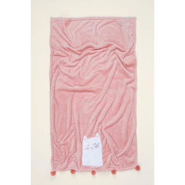 Vaikiškas pledas rožinės spalvos iš medvilnės 75x120 cm Kitty – Mijolnir-image-1