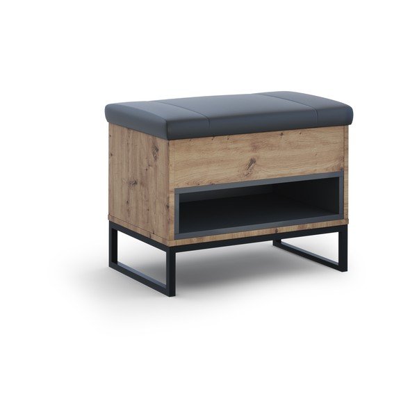 Ąžuolo dekoro batų lentyna su suoliuku Olis - Cosmopolitan Design