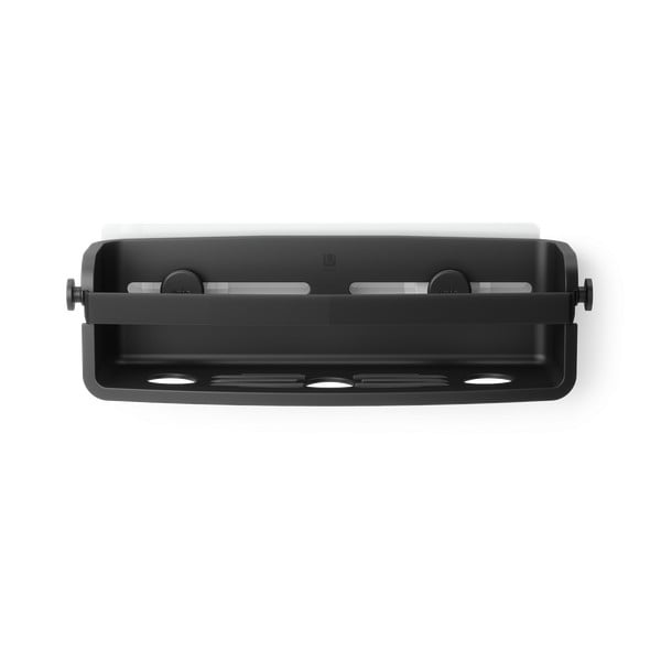 Su montavimu be gręžimo juodos spalvos iš plastiko vonios lentyna Flex Adhesive – Umbra-image-4