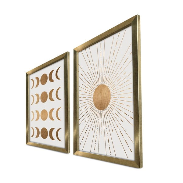 Paveikslai 2 vnt. 38x53 cm Moon & Sun – Wallity-image-2