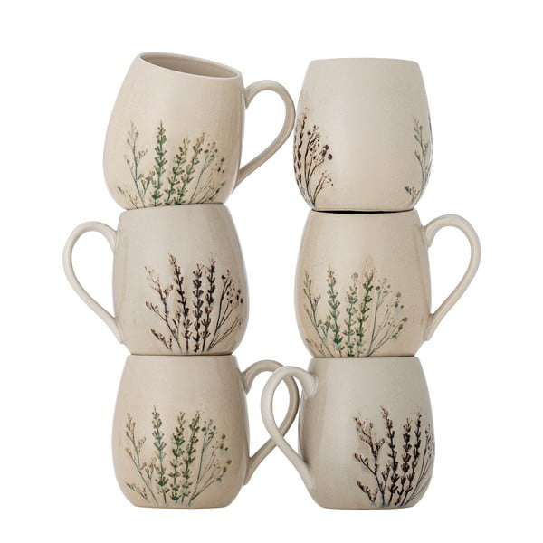 Smėlio spalvos iš akmens masės puodeliai 6 vnt. 400 ml Bea – Bloomingville