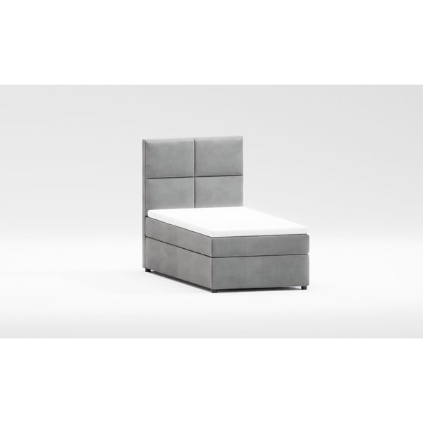 Viengulė lova šviesiai pilkos spalvos audiniu dengta su sandėliavimo vieta su lovos grotelėmis 80x200 cm Lena – Ropez