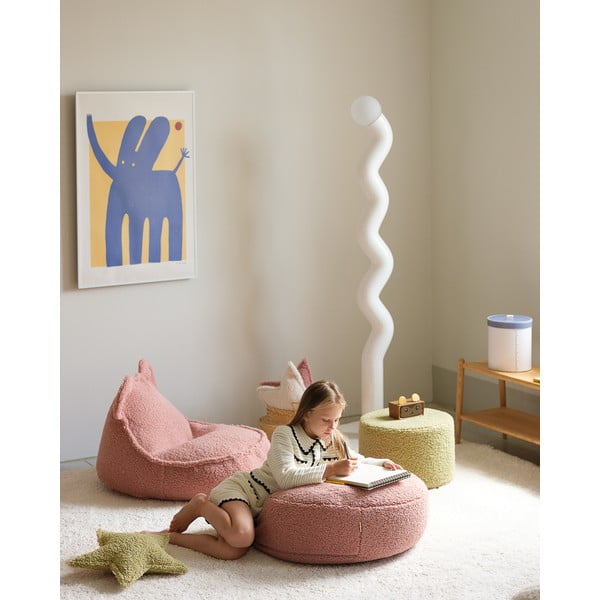 Rožinės spalvos iš boucle vaikiškas sėdmaišis Round – Wigiwama-image-1