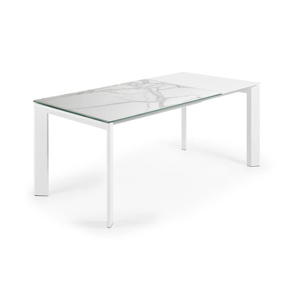 Prailginamas valgomojo stalas su papildomu stalviršiu su marmuro dekoro stalviršiu 80x120 cm Axis – Kave Home-image-2