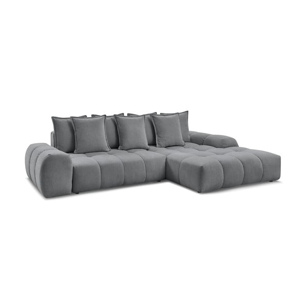 Tamsiai pilkos spalvos iš šenilinio audinio sulankstoma/su sandėliavimo vieta kampinė sofa (su dešiniuoju kampu/su gultu) Everest – Bobochic Paris-image-3
