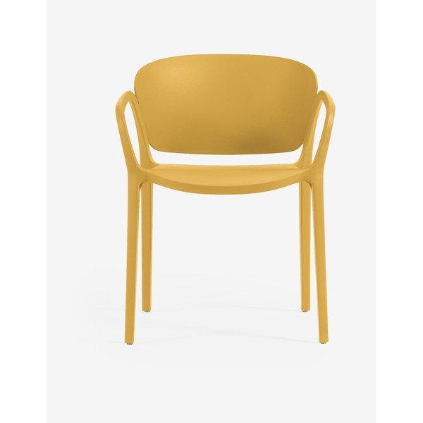Geltonos spalvos plastikinė sodo kėdė Ania – Kave Home-image-2