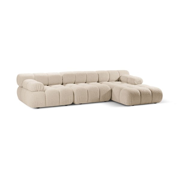 Iš boucle modulinė kampinė sofa smėlio spalvos (su dešiniuoju kampu) Bellis – Micadoni Home-image-3