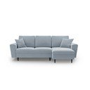 Šviesiai mėlynos spalvos iš velveto sulankstoma/su sandėliavimo vieta kampinė sofa Kyoto – Cosmopolitan Design