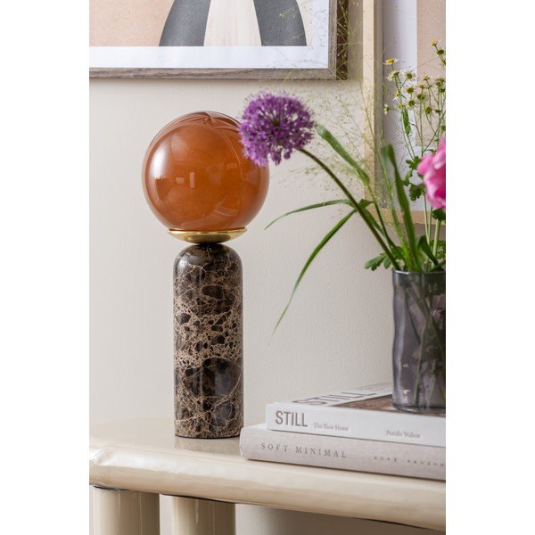 Tamsiai rudos spalvos iš marmuro stalinis šviestuvas (aukštis 38 cm) Lazio Sphere – Leitmotiv-image-2