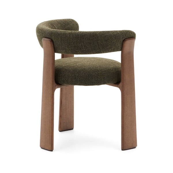 Khaki spalvos/rudos spalvos iš uosio masyvo valgomojo kėdė su porankiais Granite – Kave Home-image-4