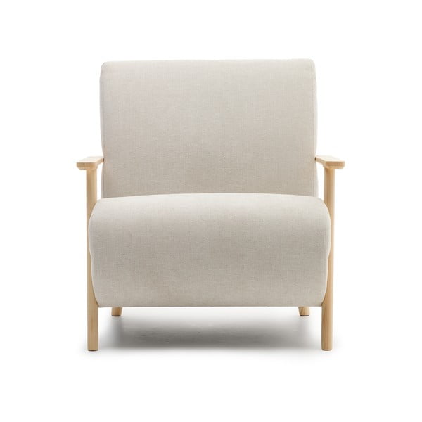 Smėlio spalvos/kreminės spalvos iš šenilinio audinio krėslas Meghan – Kave Home-image-3