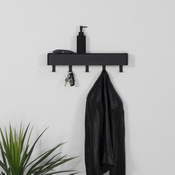 Juodos spalvos iš metalo sieninė lentyna su lentyna 52 cm Dax Play – Spinder Design-image-2