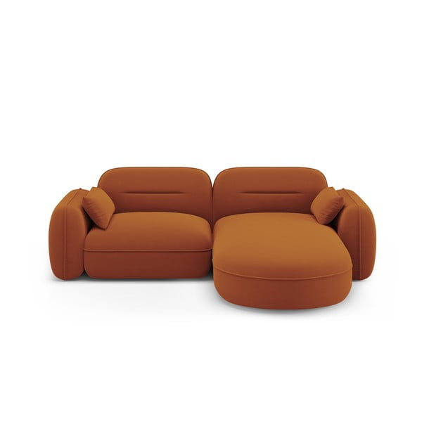 Iš velveto kampinė sofa oranžinės spalvos (su dešiniuoju kampu) Audrey – Interieurs 86