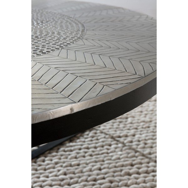 Juodos spalvos/pilkos spalvos matinis apvalios formos kavos staliukas ø 90 cm Clarisa – MOME-image-2