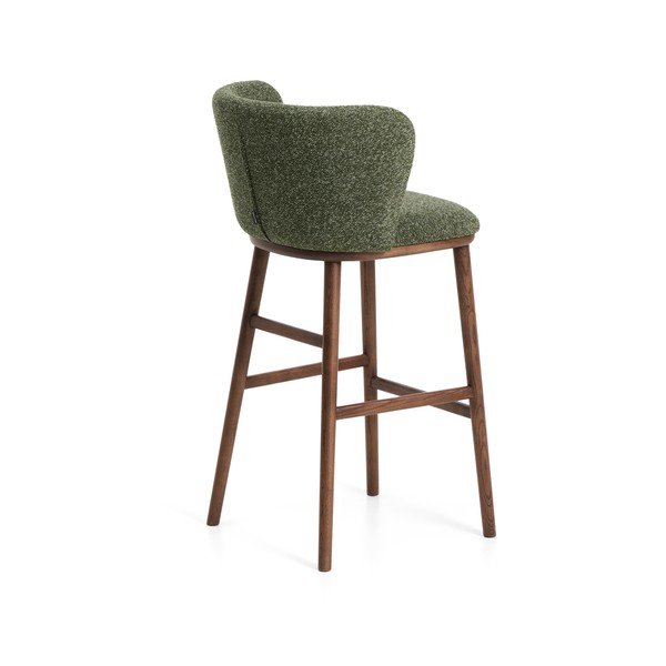 Tamsiai žalios spalvos iš audinio baro taburetė (sėdynės aukštis 75 cm) Ciselia – Kave Home-image-4
