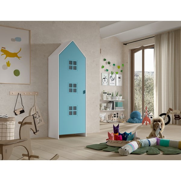 Baltos spalvos/šviesiai mėlynos spalvos vaikiška spinta 58x172x37 cm Casami Bruges – Vipack-image-1