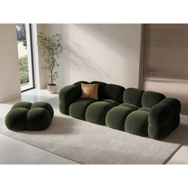 Žalios spalvos iš velveto sofa 250 cm Loretto – Cosmopolitan Design-image-1